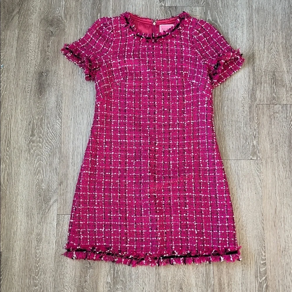 Kate Spade festive tweed dress 6 pink and black classy classic